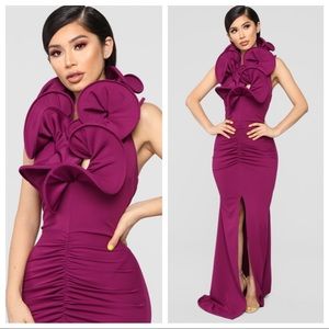 Cue The Paparazzi Ruched Maxi Gown - Violet